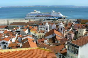 Portugal, Lisbon: cruise ship in harbor