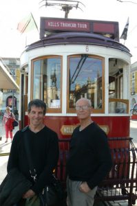 Portugal, Lisbon: Michael and Richard  about to get run over