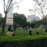 Burma, Rangoon: Mahabandoola Garden park surrounds the Independence Monument; After Independence from