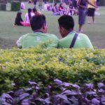 Burma, Rangoon: two students in Mahabandoola Garden