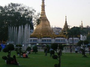 Burma, Rangoon: Mahabandoola Garden park is next to Sule Paya pagoda