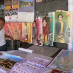 Burma, Rangoon: posters of 'The Lady'; her party won the election