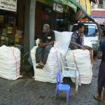 Burma, Rangoon: Bogyoke Aung San Market delivery boys