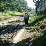 Burma, Rangoon: local train tracks