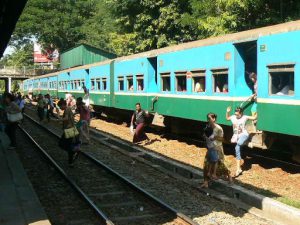 Burma, Rangoon: local train (circa 1950)