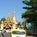 Burma, Rangoon; approaching Shwedagon Pagoda