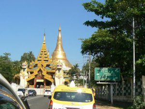 Burma, Rangoon; approaching Shwedagon Pagoda