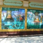Burma, Rangoon; Shwedagon Pagoda; murals of Buddha's life