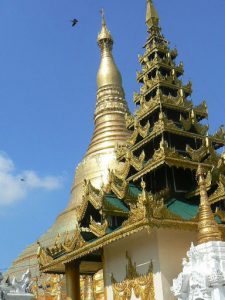 Burma, Rangoon; Shwedagon Pagoda spires