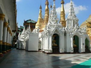 Burma, Rangoon; Shwedagon Pagoda shrines