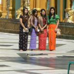 Burma, Rangoon; Shwedagon Pagoda; local visitors