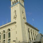 Burma, Rangoon; Shwedagon Pagoda; Port Authority building