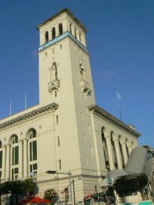 Burma, Rangoon; Shwedagon Pagoda; Port Authority building