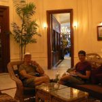 Burma, Rangoon; Richard and Michael, Strand Hotel