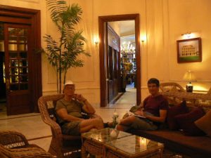 Burma, Rangoon; Richard and Michael, Strand Hotel