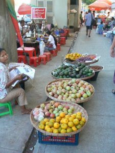 Burma, Rangoon: fruit vendor