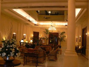 Burma, Rangoon; lobby of Strand Hotel