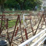 Burma, Rangoon: fences against protests