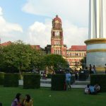 Burma, Rangoon: Mahabandoola Park with red  brick High Court and