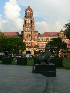 Burma, Rangoon: red brick Victorian design High Court building