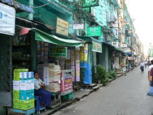 Burma, Rangoon: local commercial street