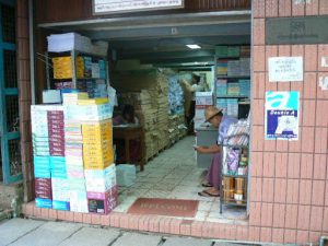 Burma, Rangoon: paper goods store