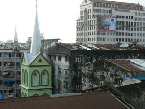 Burma, Rangoon: view from out hotel