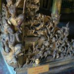 Burma, Mandalay: Shwe In Bin Kyaung monastery carving detail--teak