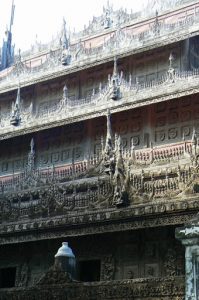 Burma, Mandalay: Shwe In Bin Kyaung monastery--all teak wood