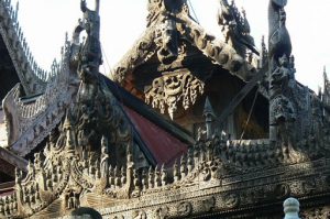 Burma, Mandalay: Shwe In Bin Kyaung monastery detail