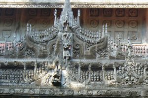 Burma, Mandalay: Shwe In Bin Kyaung monastery detail