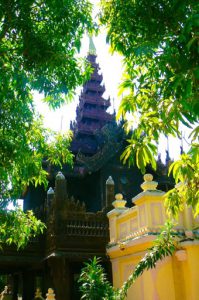 Burma, Mandalay: Shwe In Bin Kyaung monastery temple spire;  one