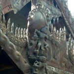 Burma, Mandalay: Shwe In Bin Kyaung monastery carving detail--teak