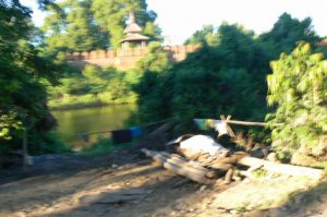 Burma, Mandalay: Ava (or Inwa); ancient city wall; photo taken from