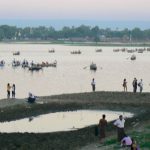 Burma: Mandalay:   Lake Taungthaman with tourist boats