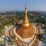 Burma, Rangoon; Shwedagon Pagoda from above