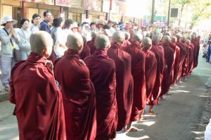 Burma, Mandalay The monastery receives many tourists (especially Japanese) who come to