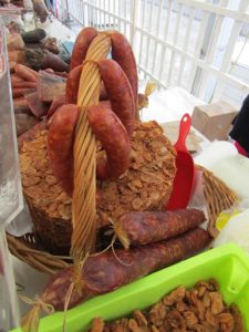 Croatia, Zagreb: sausage in market square