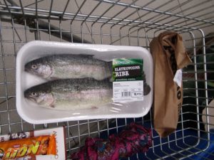 Croatia, Zagreb: fish in a basket in a food shop