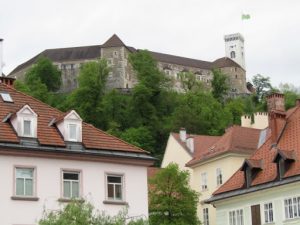 Slovenia, Ljubljana Castle from city center