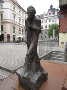 Slovenia, Ljubljana center; statue of Gustav Mahler who conducted the