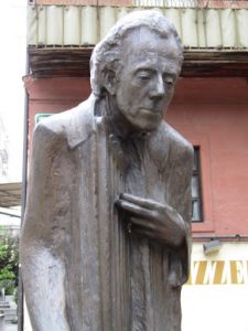 Slovenia, Ljubljana center; close-up of statue of Gustav Mahler