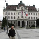 Slovenia, Ljubljana center; in front of municipal building