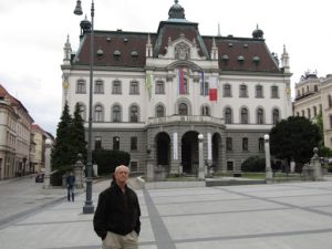 Slovenia, Ljubljana center; in front of municipal building