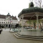 Slovenia, Ljubljana center; gazebo and municipal building