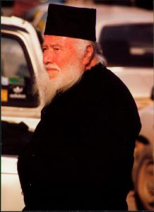 Greece, Mount Athos: monk waiting at the ferry landing