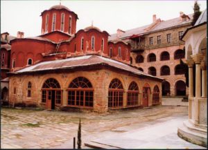 Greece: Mount Athos: Koutloumousiou monastery chapel entry