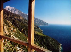 Greece: Mount Athos: view of the Aegean Sea from Simonpeter