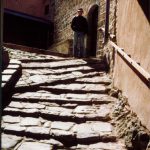 Greece: Mount Athos: very rough steps at Simonpeter monastery