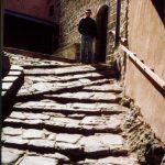 Greece: Mount Athos: very rough steps at Simonpeter monastery